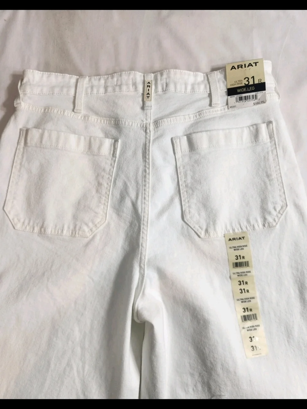Ariat Wide Leg Jeans Women's Size 31 R White Ultra High Rise Stretch Crop NWT 54 - Picture 11 of 15